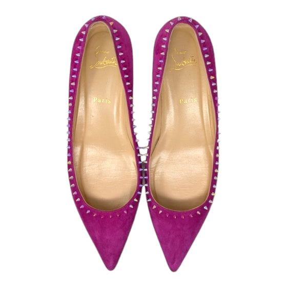 Christian Louboutin Anjalina spike flats in purple, size 40.5