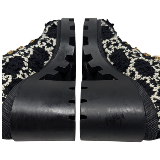 Gucci Tweed GG Monogram Combat Boots in Black, size 38.5