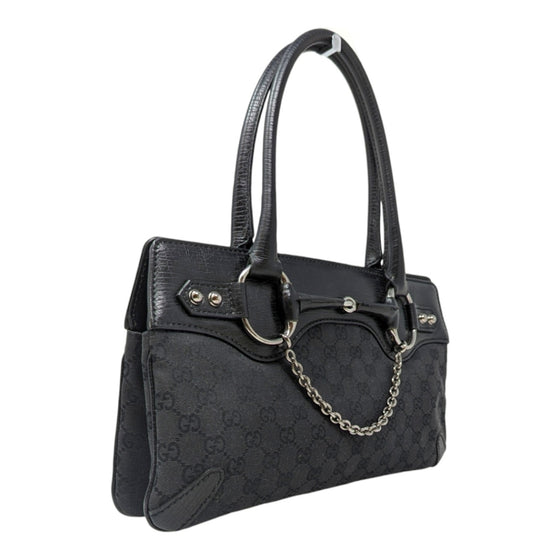 Gucci horsebit GG monogram Y2K shoulder bag in black