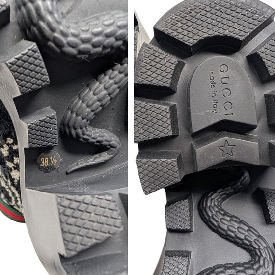 Gucci Tweed GG Monogram Combat Boots in Black, size 38.5