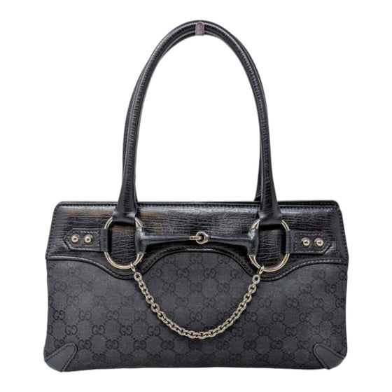 Gucci horsebit GG monogram Y2K shoulder bag in black