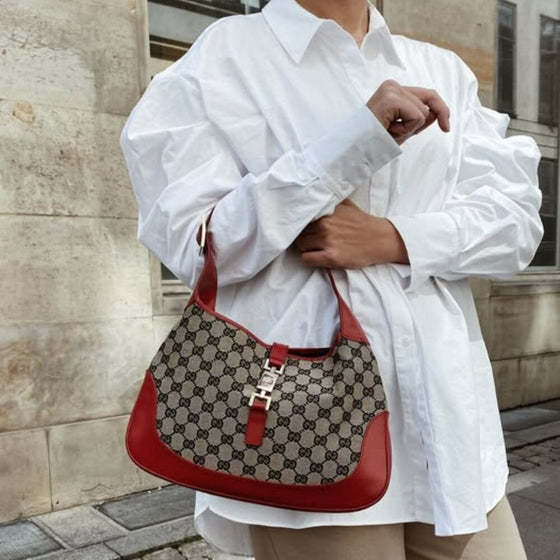 Vintage Gucci Jackie 1961 shoulder bag in navy red