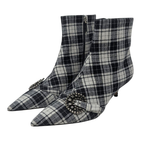 Dior Gang Tartan Ankle Boot in Black and White, size 39.5