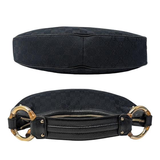 Vintage Gucci Bamboo Ring Shoulder Bag in Black