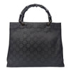 Gucci GG monogram shopper tote with bamboo handles in black
