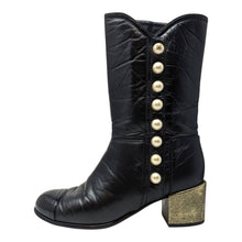  Chanel 2016 pearl button boots in black, size 36.5