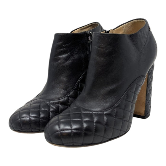 Chanel Quilted Ankle Boots in Black, Size 39