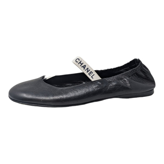 Chanel ballet flat Mary Janes in black, size 36.5