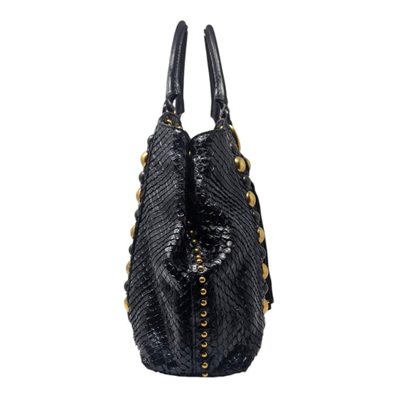 Gucci Babouska Hysteria Fall 2008 large python fringe tote in black