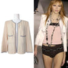 Vintage Chanel 2003 collarless lady jacket in cream, size FR46