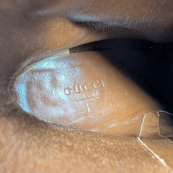 Vintage Gucci GG Monogram Ankle Boots in Brown, Size 9