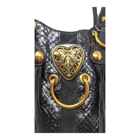 Gucci Babouska Hysteria Fall 2008 large python fringe tote in black
