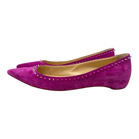 Christian Louboutin Anjalina spike flats in purple, size 40.5