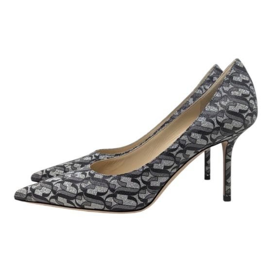 Jimmy Choo Love 85 pump in silver and black glitter, size 38