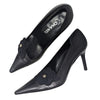 Vintage Chanel pointed toe camellia heels in black, size 40