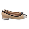 Gucci GG logo Malaga leather ballet flats in beige and white, size 37