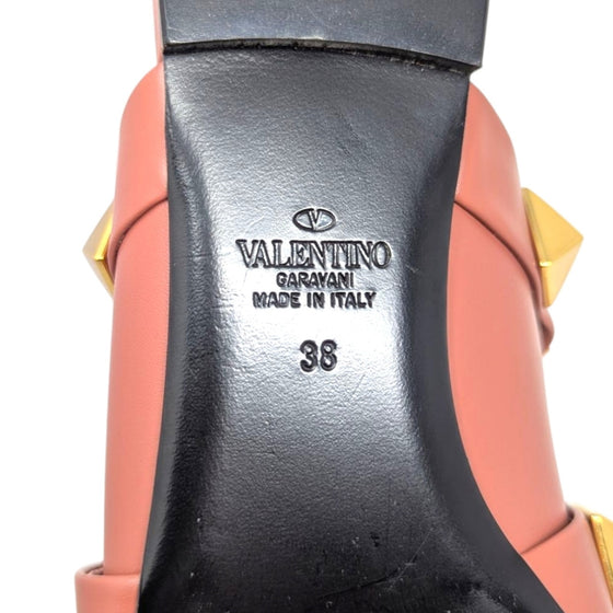 Valentino Garavani Roman stud flat mule in brown, size 38
