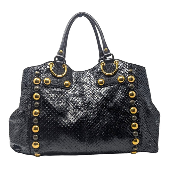 Gucci Babouska Hysteria Fall 2008 large python fringe tote in black