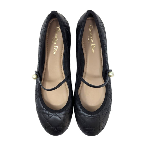 Christian Dior Cannage quilted ballet flat mary janes in black, size 41