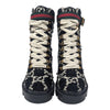 Gucci Tweed GG Monogram Combat Boots in Black, size 38.5