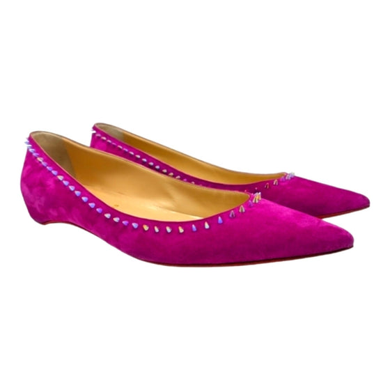 Christian Louboutin Anjalina spike flats in purple, size 40.5