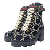Gucci Tweed GG Monogram Combat Boots in Black, size 38.5