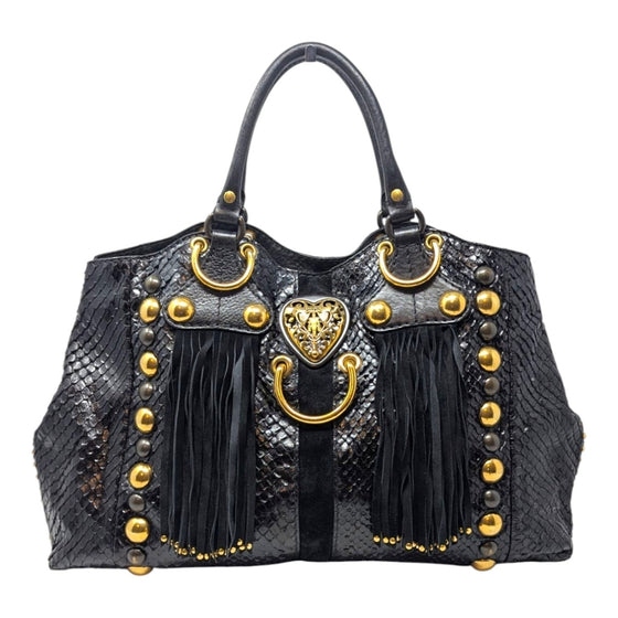 Gucci Babouska Hysteria Fall 2008 large python fringe tote in black