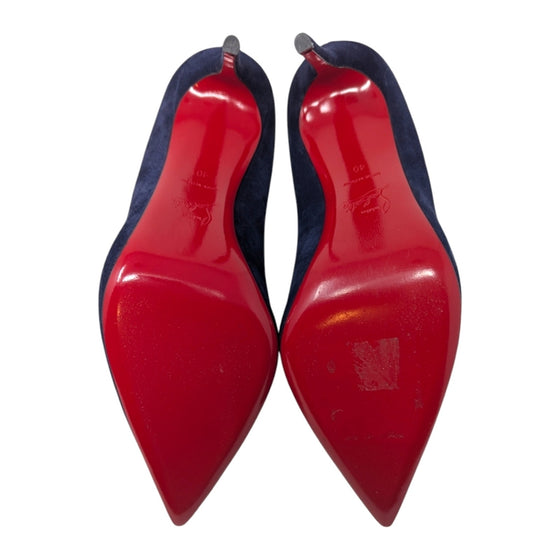 Christian Louboutin Kate 100 pump in navy suede, size 40