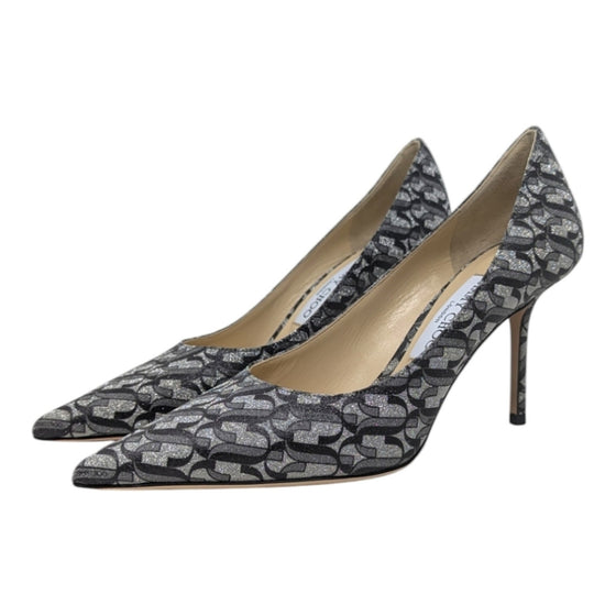 Jimmy Choo Love 85 pump in silver and black glitter, size 38