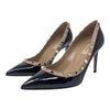 Valentino Rockstud pumps in black patent and blush, size 38