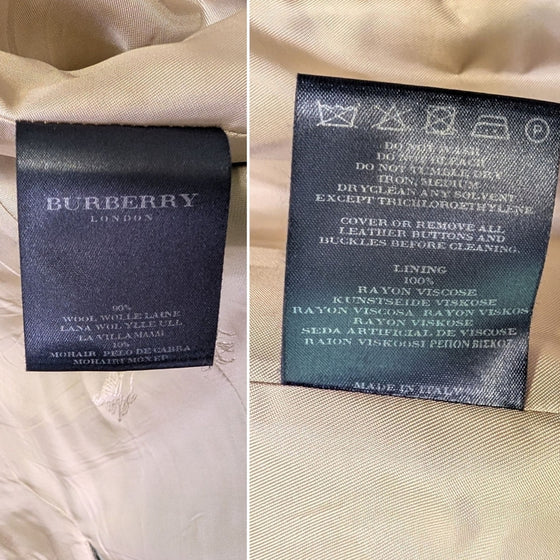 Burberry Nova Check Plaid Coat in Beige, Size 14