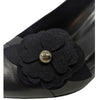 Vintage Chanel pointed toe camellia heels in black, size 40