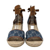 Gucci Pilar Espadrille Wedges in Denim, Size 37