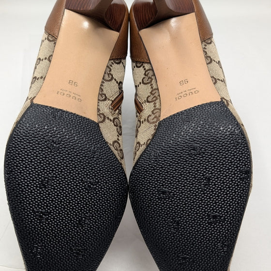 Vintage Gucci GG Monogram Ankle Boots in Brown, Size 9