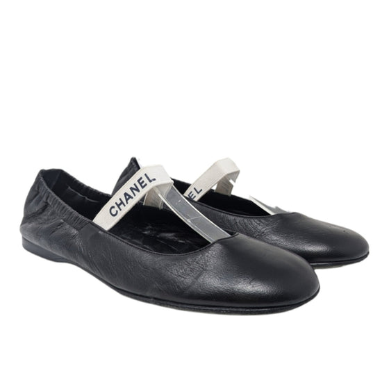 Chanel ballet flat Mary Janes in black, size 36.5