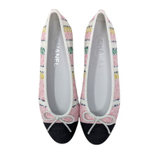  Chanel 2024 ballet flats in metallic pink tweed stripe, size 38