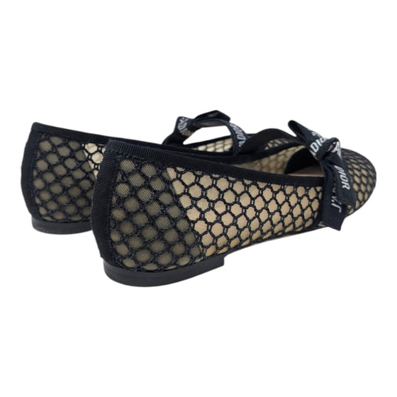 Christian Dior Miss J'Adior mesh ballet flat in black, size 38.5