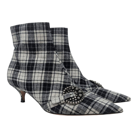 Dior Gang Tartan Ankle Boot in Black and White, size 39.5