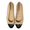 Chanel ballet flats ballerinas two tone beige black CC logo cap toe 39