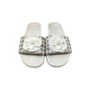Chanel Camellia Tweed Slides in White, size 38