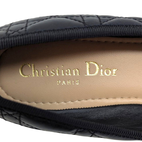 Christian Dior Cannage quilted ballet flat mary janes in black, size 41