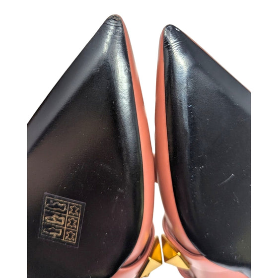Valentino Garavani Roman stud flat mule in brown, size 38