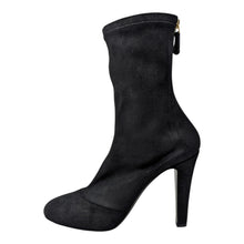  Chanel stretch suede booties in black, size 39