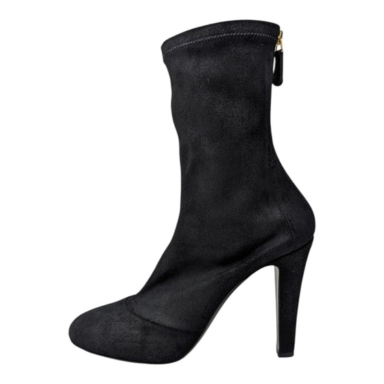 Chanel stretch suede booties in black, size 39