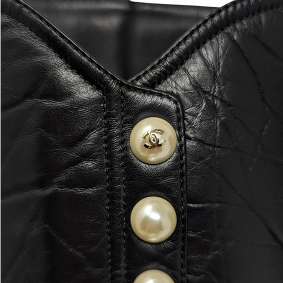 Chanel 2016 pearl button boots in black, size 36.5