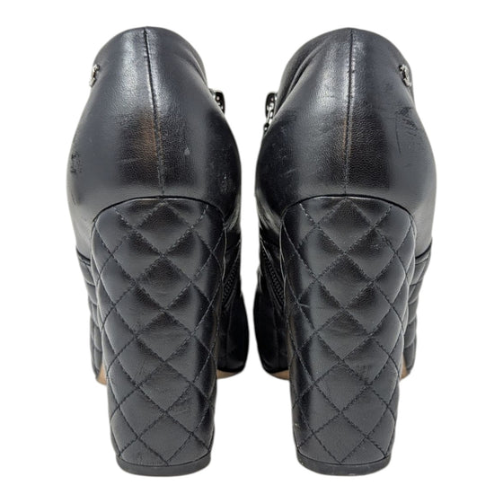 Chanel Quilted Ankle Boots in Black, Size 39