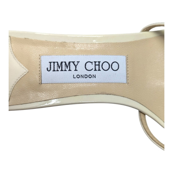 Jimmy Choo Ria 65 strappy sandal heel in ivory, size 37.5