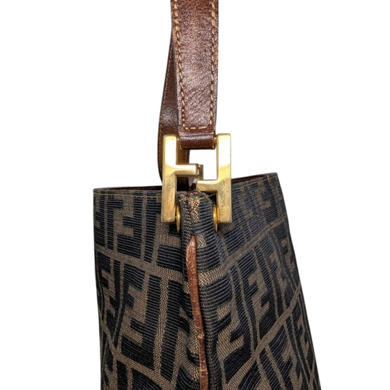 Vintage Fendi Zucca Shoulder Bag in Brown