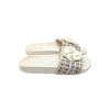 Chanel Camellia Tweed Slides in White, size 38