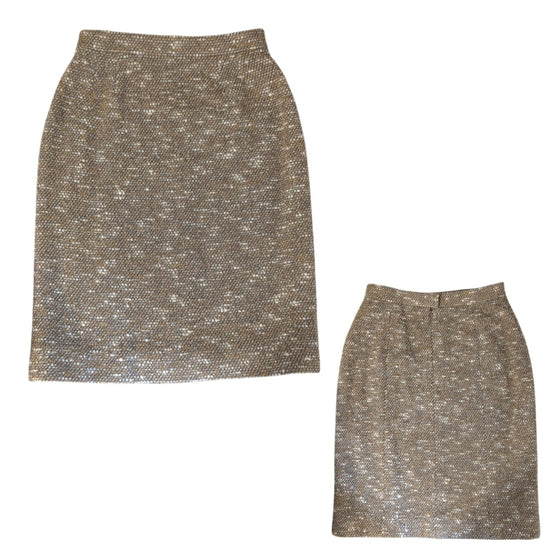 Vintage Chanel 1996 skirt suit in neutral tweed, size FR 40